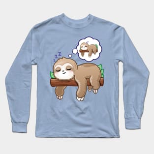 Funny Sloth Sleeping and Dreaming of Sleeping Long Sleeve T-Shirt